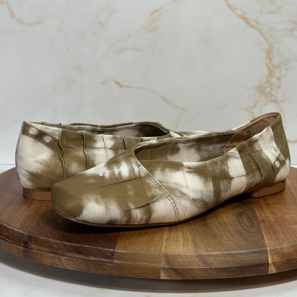 Korks Women's Size 8M Slip‎ On Flats Olive Green Tie Dye Round Toe Cork Insole